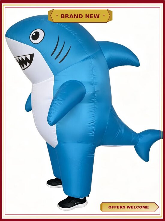 Other - Adult Inflatable Shark Costume Full Body Blow Up Suit Halloween Cosplay Party